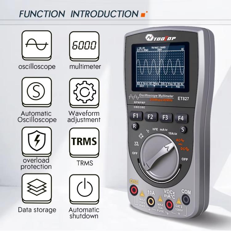 Oscilloscope Multimeter 200Msps Sampling Rate 40MHz Oscilloscope + Multimeter 2 In 1