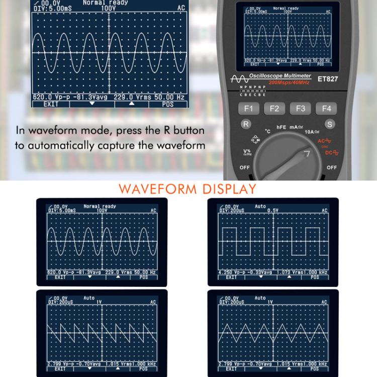 Oscilloscope Multimeter 200Msps Sampling Rate 40MHz Oscilloscope + Multimeter 2 In 1