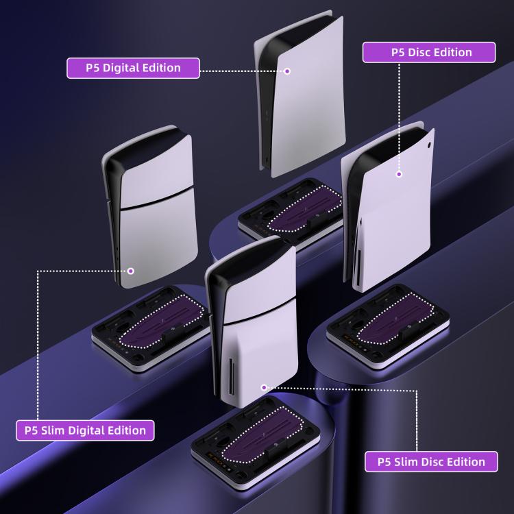 JYS Charging Display Station for PS5/PS5 Slim/PS Portal Dual Controller Dock with Cooling Fan & Headphone Hook