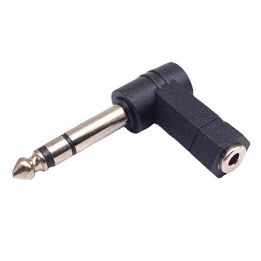 6.35mm To 3.5mm Plug 90 Degree Headphone Microphone Audio Adapter