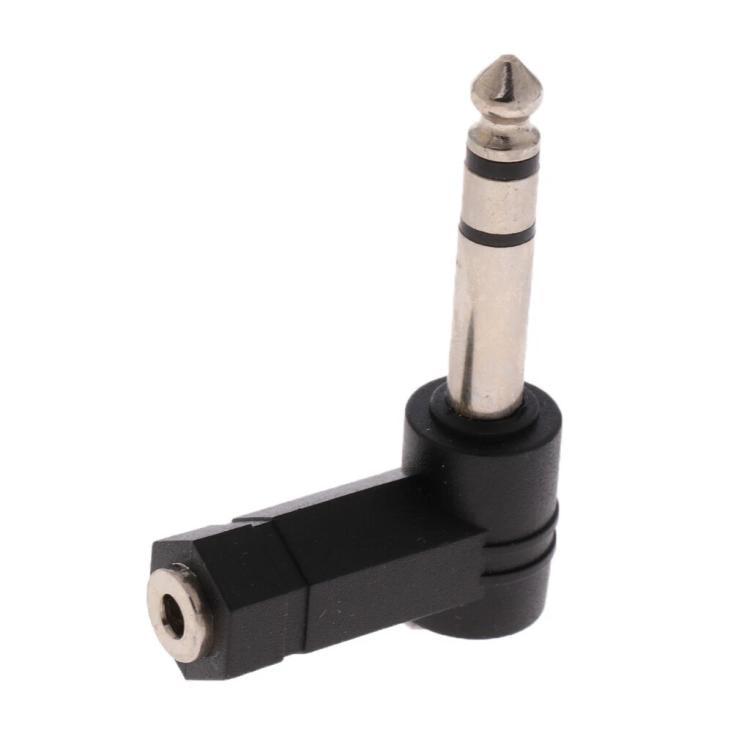 6.35mm To 3.5mm Plug 90 Degree Headphone Microphone Audio Adapter