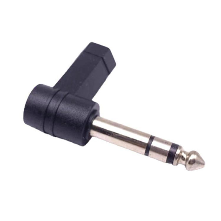 6.35mm To 3.5mm Plug 90 Degree Headphone Microphone Audio Adapter