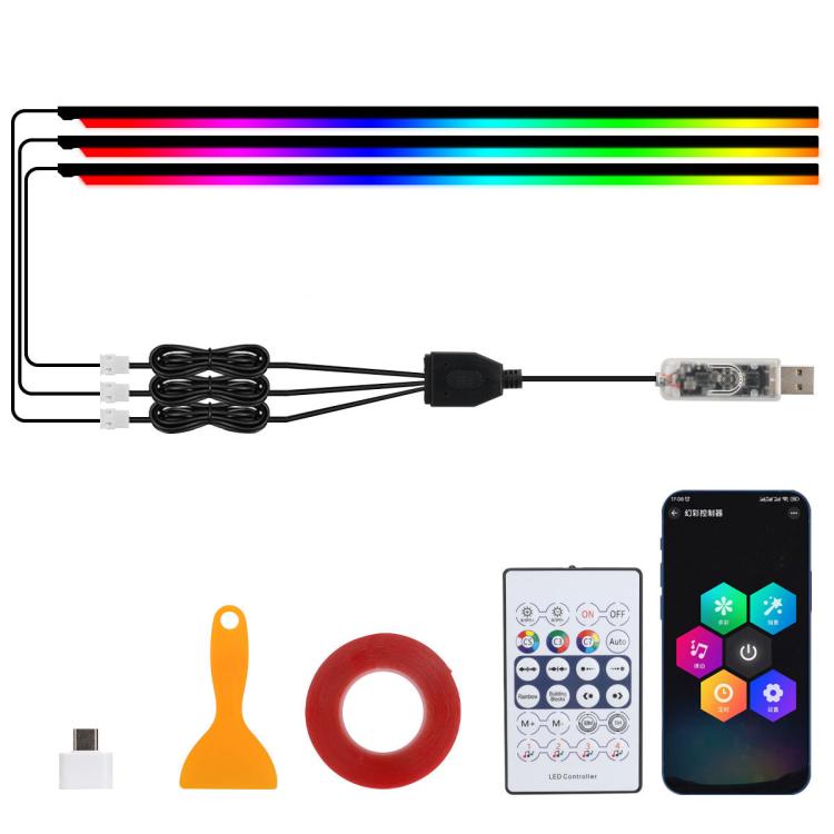 3 Control App Remote Control Colorful Car Interior Ambient Lighting Modified LED Acrylic USB Car Ambient Lighting