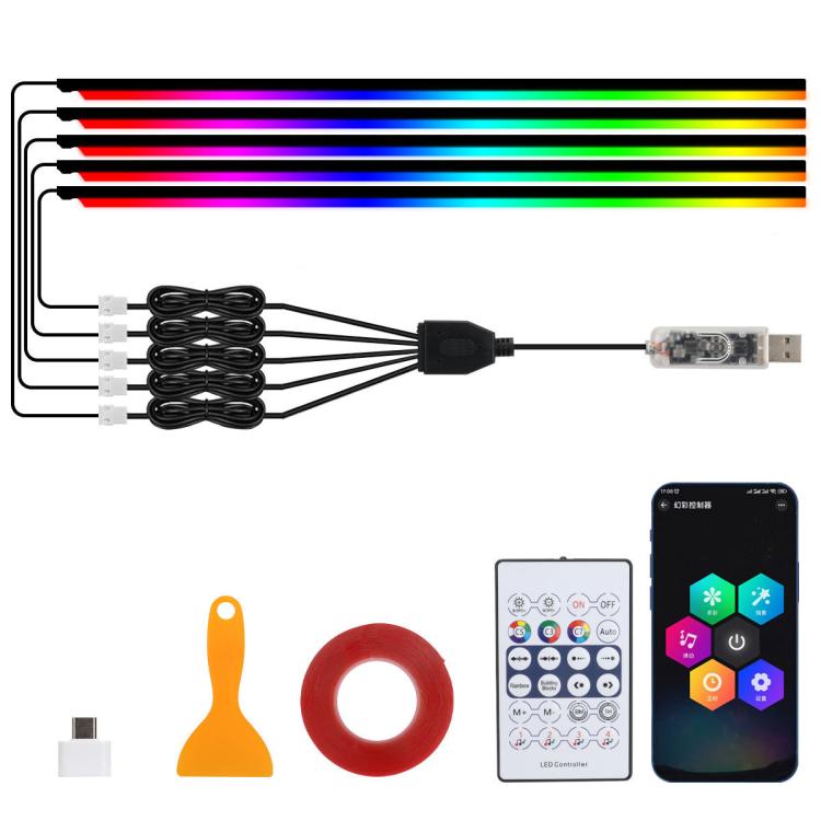 3 Control App Remote Control Colorful Car Interior Ambient Lighting Modified LED Acrylic USB Car Ambient Lighting