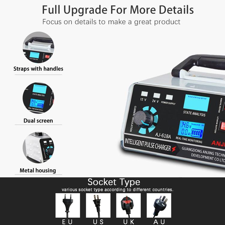 ANJING 12-24V Car Motorcycle Battery Charger Pure Copper Intelligent Pulse Repair