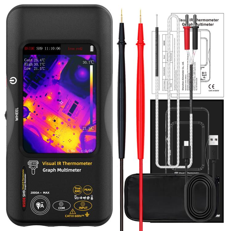 BSIDE SH9 Infrared Thermal Imaging Multimeter Touchscreen High-Definition Thermal Imaging Thermometer Electrical Floor Heating Inspection