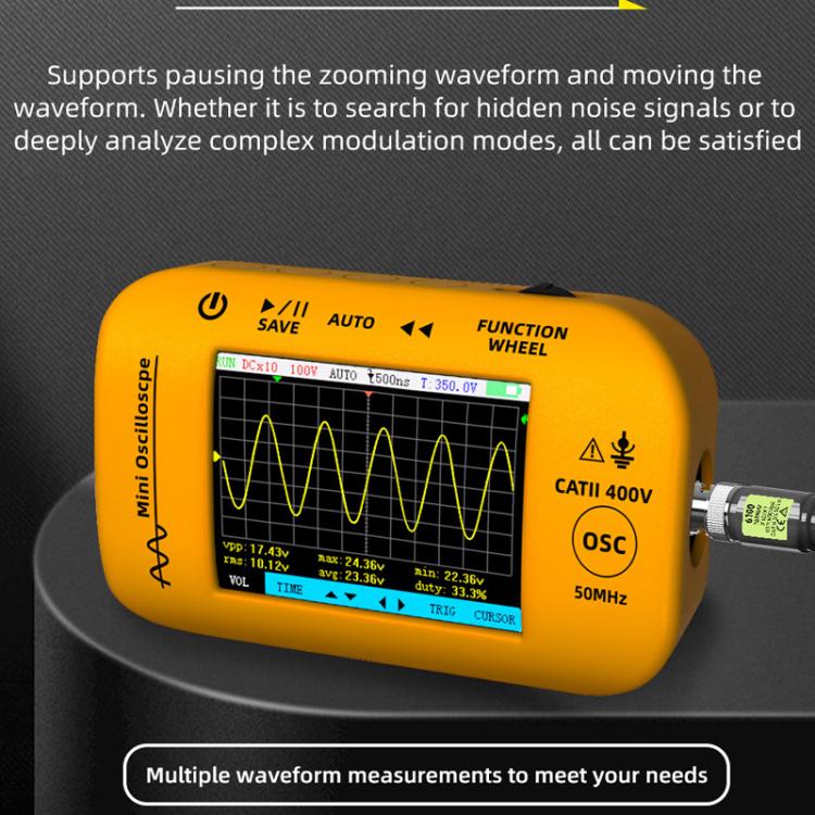 Miniature Oscilloscope Signal Generator Rechargeable Handheld Color Screen 50MHz Oscilloscope
