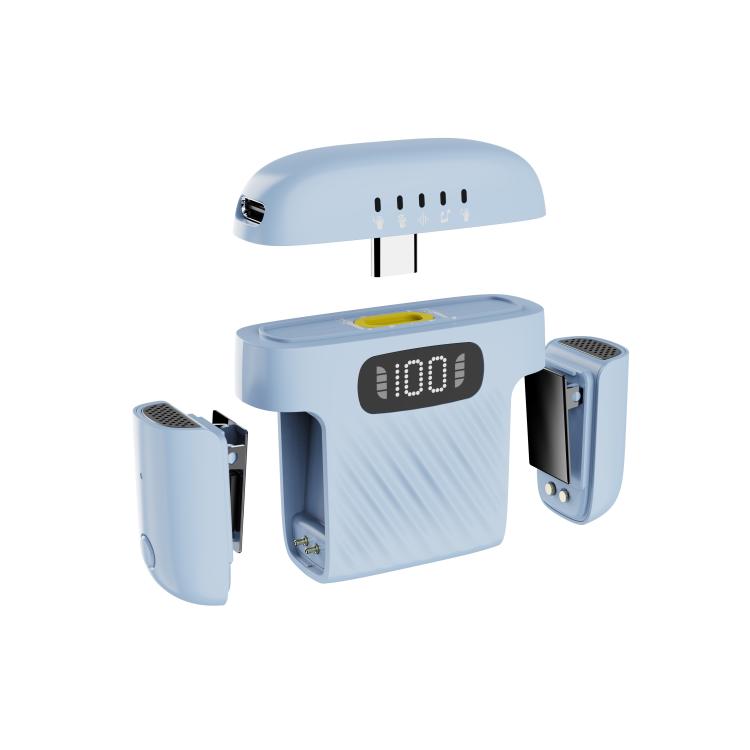 One To Two Mini Wireless Collar-clip Noise-cancelling Microphone With Charging Case