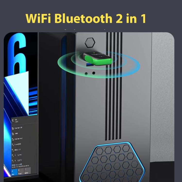 VegGieg 1100Mbps 2-in-1 WiFi 6 Bluetooth 5.4 USB Adapter Gigabit 5G Wireless Network Card for PC/Laptop