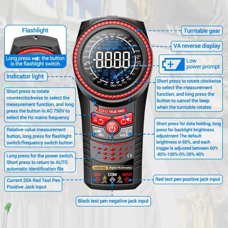 ANENG Portable High-precision Rotating Disk Intelligent Fully Automatic Multimeter