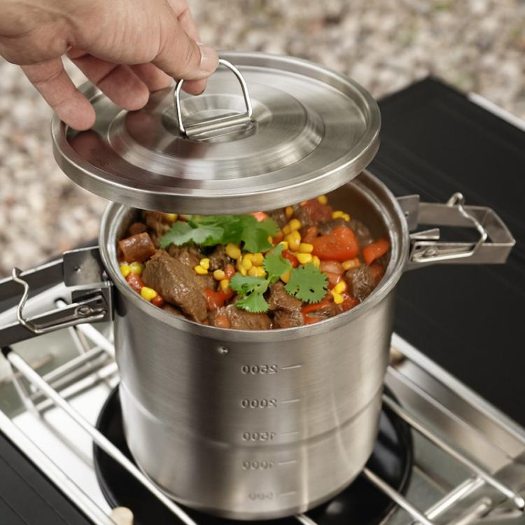 3000ml 16cm Heightened Outdoor Pots 304 Stainless Steel Outdoor Cooking Kettles