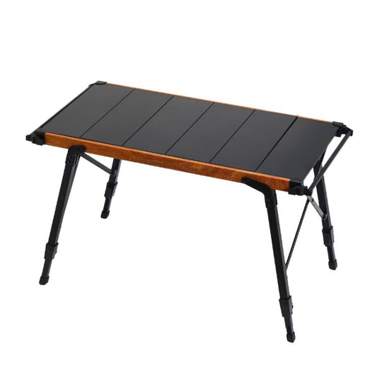 CLS Outdoor Aluminum Egg Roll Table Camping Folding Table, 8245 6 Plates, 9545 Folded 7 Plates, 8744 Black, 8744 Wood Grain, 8744 Black+4 PU Hooks, 8744 Wood Grain+4 PU Hooks