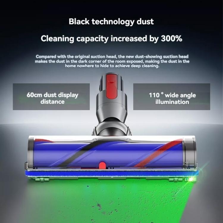 For Dyson V7/V8/V10/V11/V15 High Torque Direct-Drive Cleaner Head with Green Laser Dust Detection
