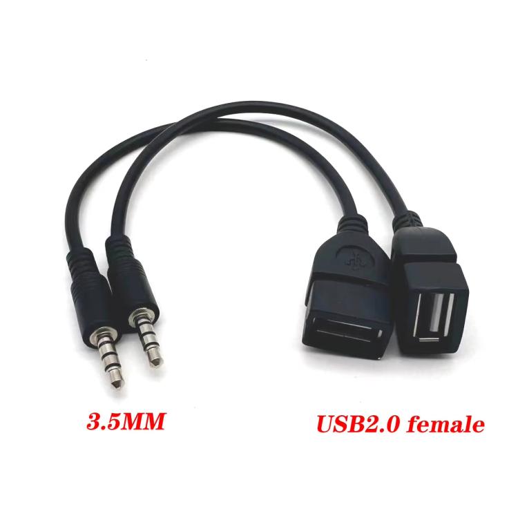 10pcs 3.5mm Male Round Head To USB 2.0 Female USB Disk Car MP3 Data Transmission Cable