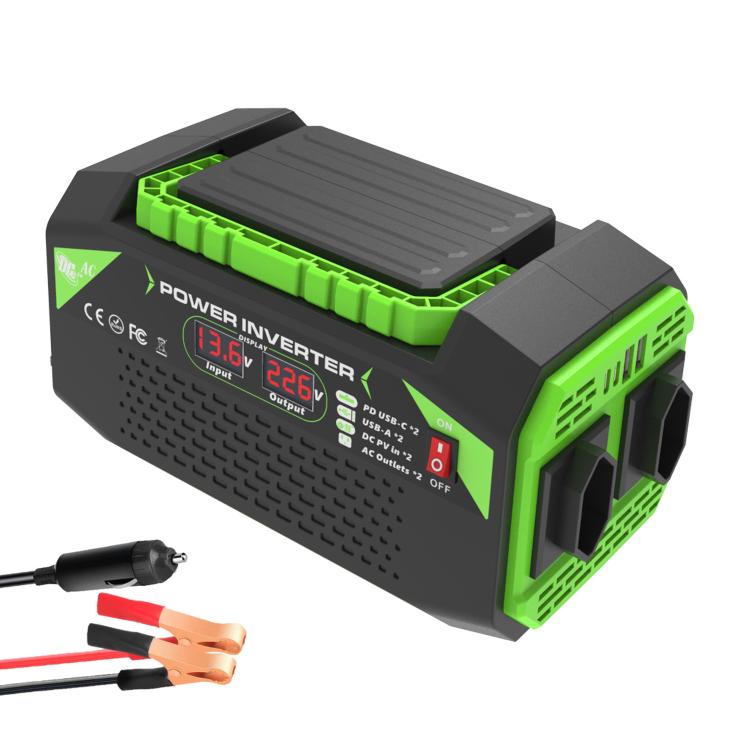 Gurxun Car Pure Sine Wave Inverter Dual AC Sockets + 2 USB + 2 Type-C Ports Outdoor Car Power Converter