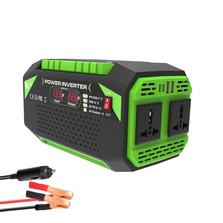 Gurxun Car Pure Sine Wave Inverter Dual AC Sockets + 2 USB + 2 Type-C Ports Outdoor Car Power Converter