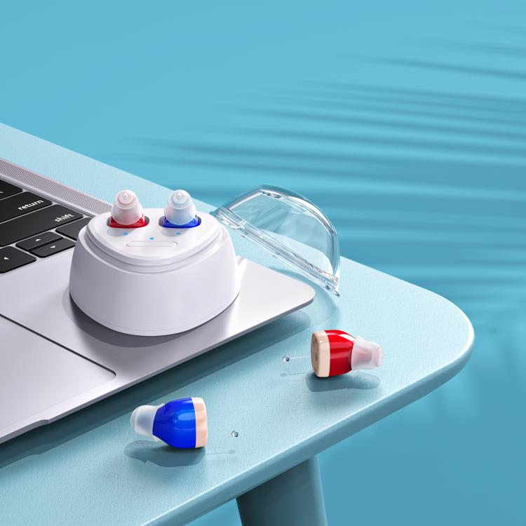 Ultra-Compact In-Ear Invisible Hearing Amplifier With Charging Case For Elderly