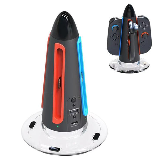 For Nintendo Switch 2 Joy-Con Controllers 4 In 1 Round Charging Stand With RGB Light