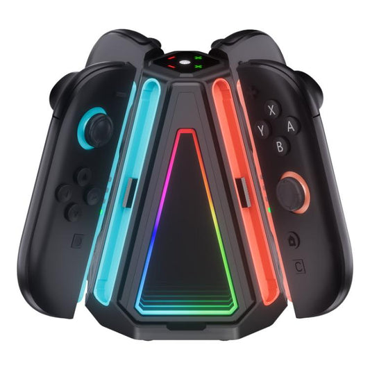 For Nintendo Switch 2 Joy-Con Controllers 4 In 1 Triangular Charging Base With RGB Light