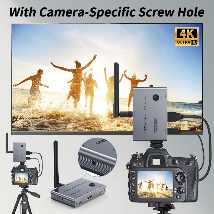 2 In 1 4K 30Hz Wireless HDMI Extender 100m Point To Point HD Video Transmitter, Transmitter+Receiver