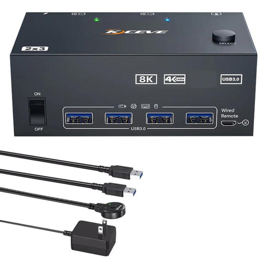 KCEVE KC-KVM204DH 2 In 4 Out 8K 60Hz KVM Switch For 2 Computer 4 Monitors