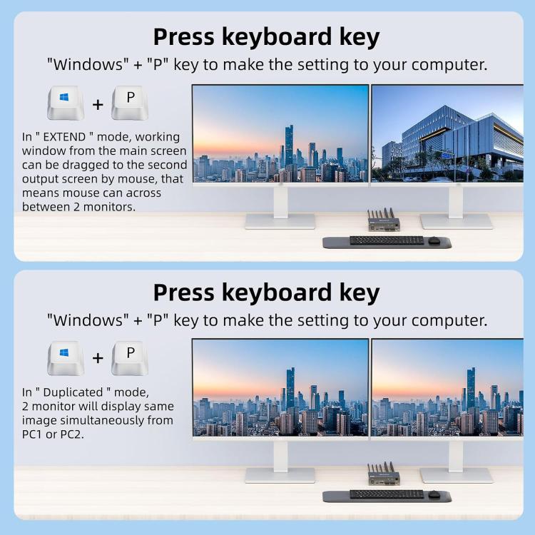 KVEVE KC-KVM202CH USB 3.0 Dual Monitor 4K 60Hz KVM Switch