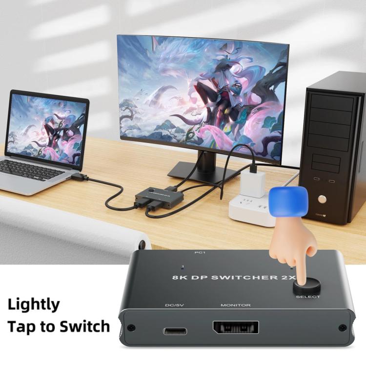 DisplayPort Switch 8K 30Hz HD Splitter For Computer Screen