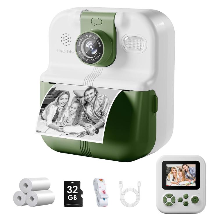 P02 Kids Instant Print Camera with 180-degree Flip Lens & 32GB Memory Card Selfie Photo Printing Toy