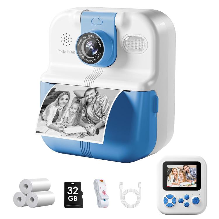P02 Kids Instant Print Camera with 180-degree Flip Lens & 32GB Memory Card Selfie Photo Printing Toy