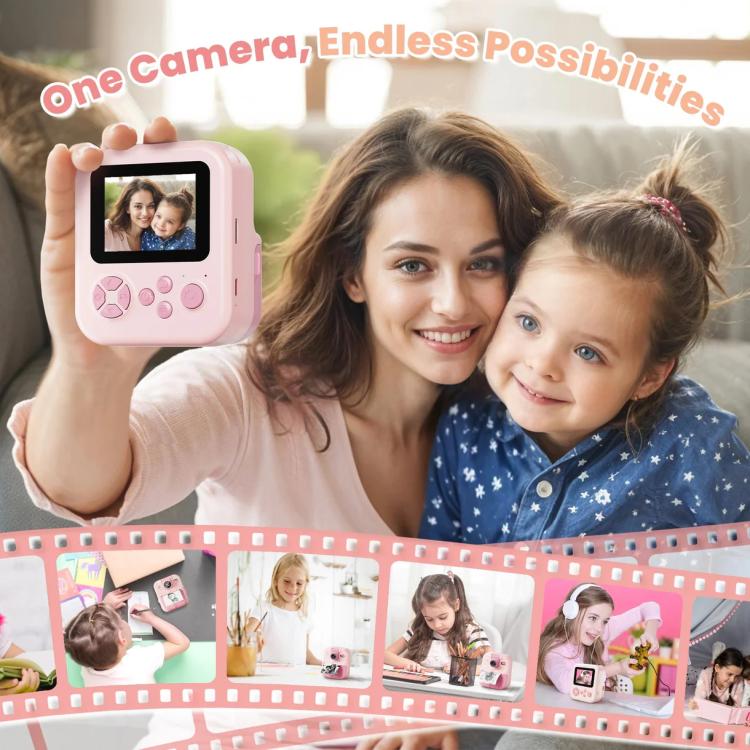 P02 Kids Instant Print Camera with 180-degree Flip Lens & 32GB Memory Card Selfie Photo Printing Toy