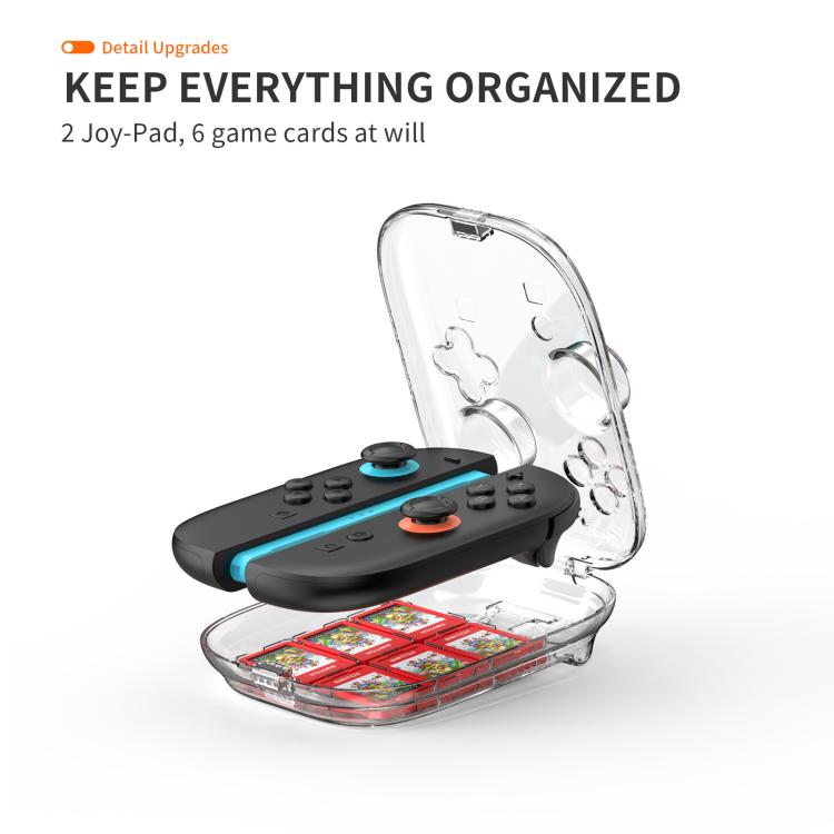 For Nintendo Switch 2 Joy-Con Controllers Crystal Clear Hard Case with 6 Game Card Storage Slots