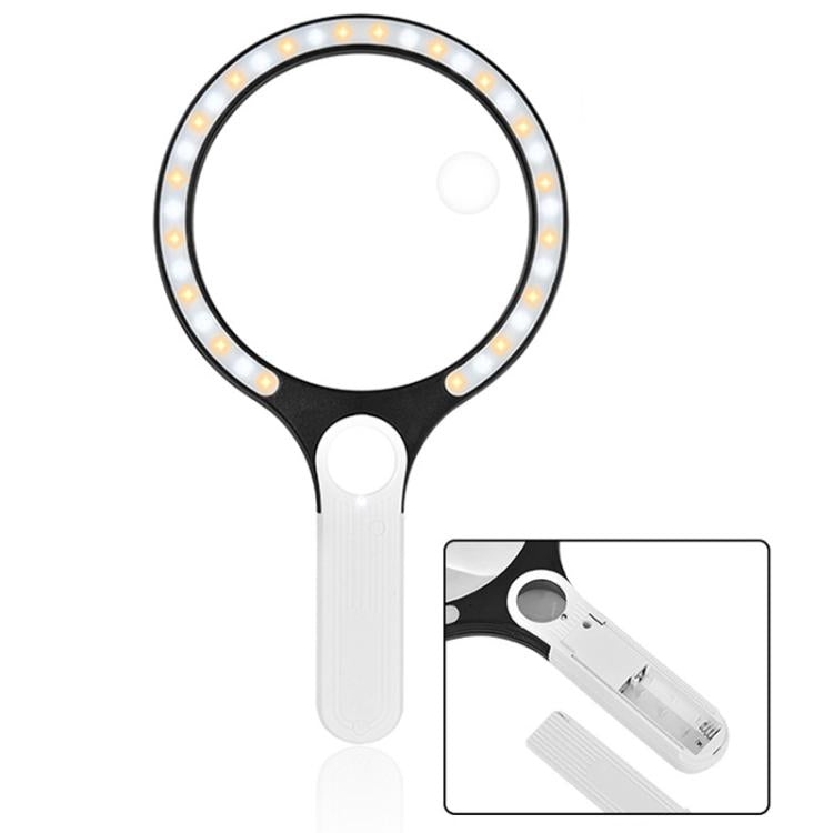 5/10/20X 13.5cm 3 Colors LED Handheld Magnifying Glass Adjustable Brightness For Reading