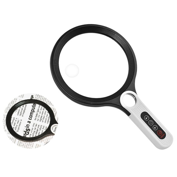 5/10/20X 13.5cm 3 Colors LED Handheld Magnifying Glass Adjustable Brightness For Reading