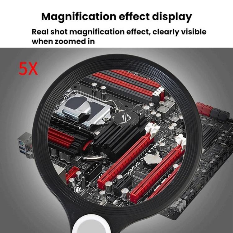 5/10/20X 13.5cm 3 Colors LED Handheld Magnifying Glass Adjustable Brightness For Reading