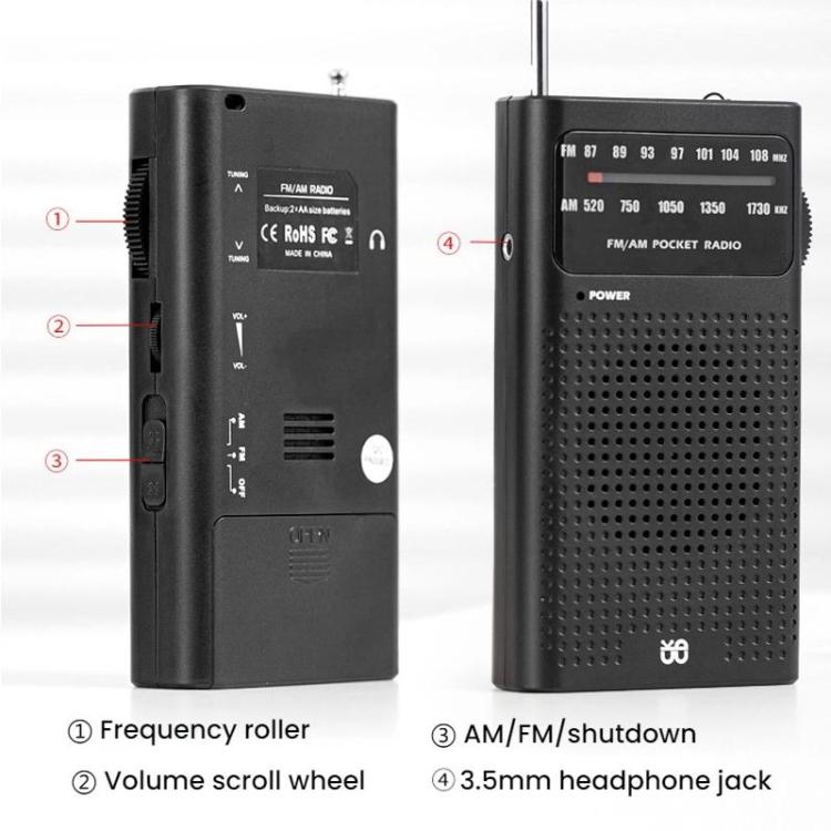 FM/AM Full-Band Channel Pocket Portable Pointer Radio Player