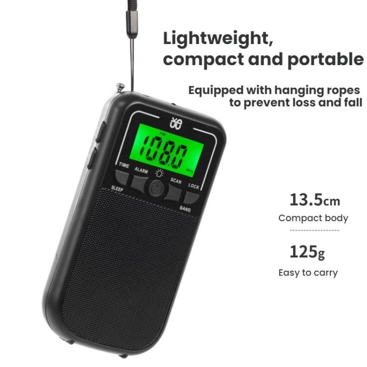 Portable FM/AM/SW Multi-Band High-Sensitivity Clock-Controlled Radio Player