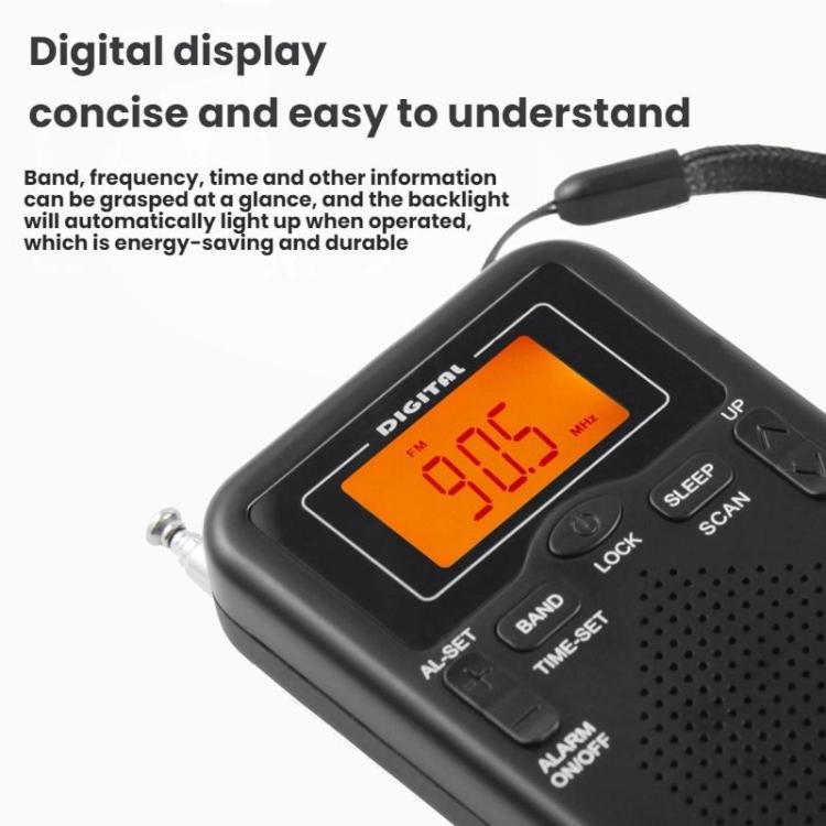 Portable FM/AM Clock-Controlled Stereo Pocket Radio Player