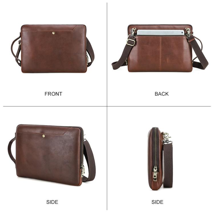 CONTACTS FAMILY 14.2 Inch Crazy Horse Leather Messenger Bag Vintage Crossbody Laptop Briefcase