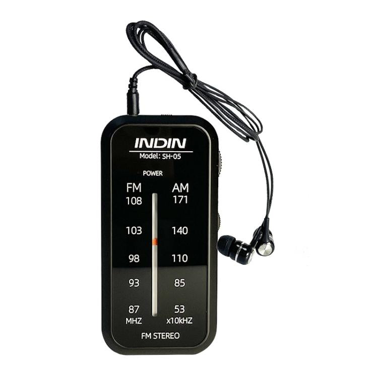 INDIN SH05 Mini Stereo AM/FM Radio With Earphone & Stainless Steel Clip