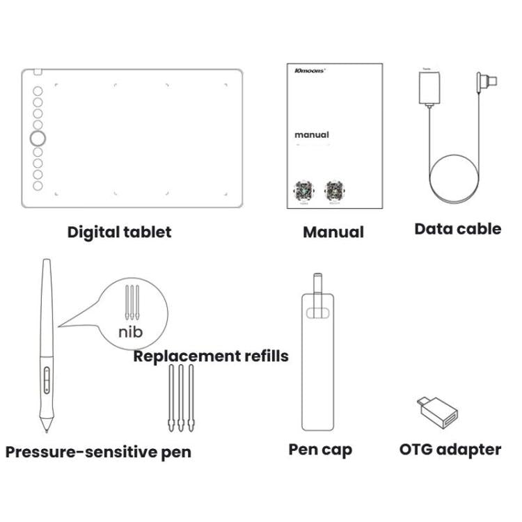 10Moons I6 Digital Drawing Tablet Compatible With Mobile Phones Computers