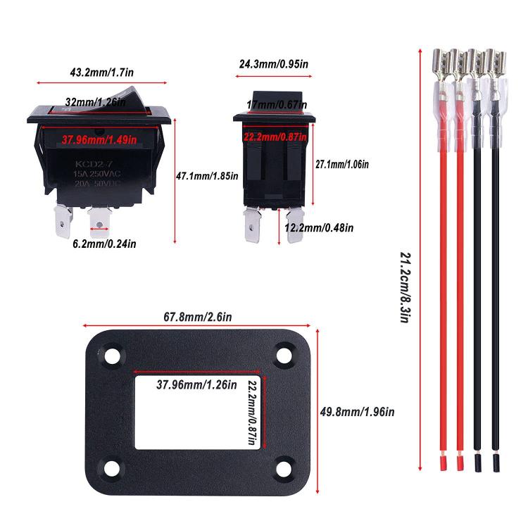4 Pin DPDT 20A/12V DC Panel Rocker Toggle Switch