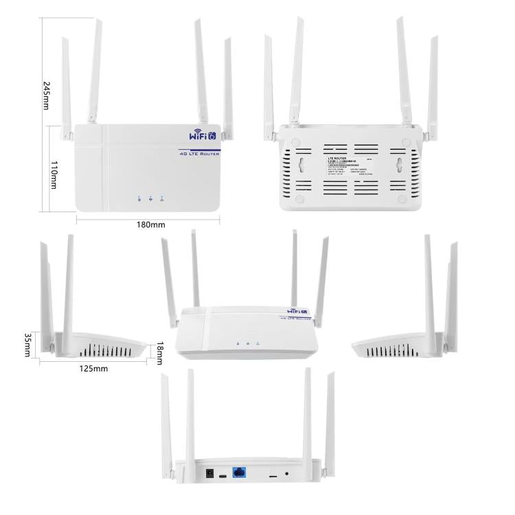 European / Asian / African Edition 4G CPE Wireless SIM Card LTE Router Wi-Fi 6 Wireless Hotspot, EU Plug