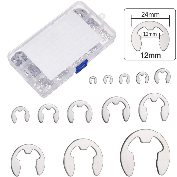 400pcs /Set 1.5-15mm Stainless Steel E-Type Open Circlips Boxed