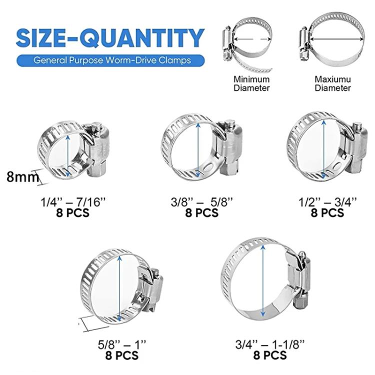 40pcs /Set Stainless Steel American-Style Heavy-Duty Clamp Kit