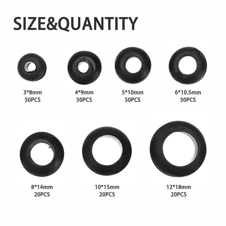 260pcs /Set Double-Sided O-Ring Rubber Sealing Waterproof Conduit Rings
