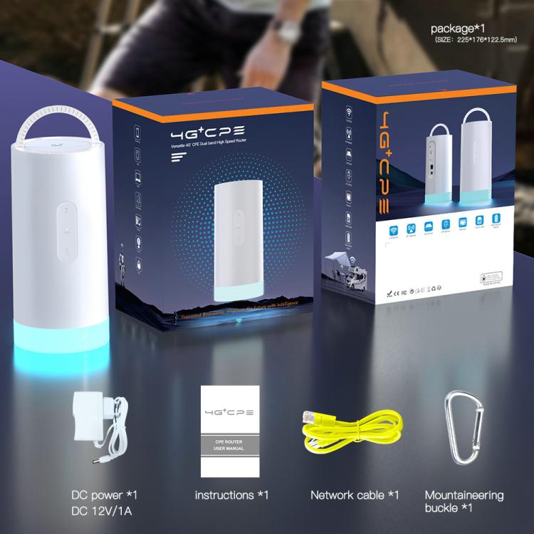 CAF902 4G CPE CAT7 SIM Card Router Colorful Camping Light Outdoor LTE Portable WiFi Hotspot, EU Plug