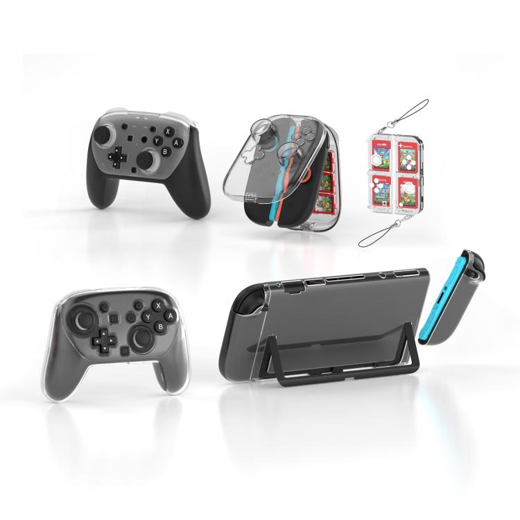 For Nintendo Switch 2 JYS 5-in-1 Crystal Case Full Protection Set Includes Console Shell, Joy-con & Pro Controller Cover, Faceplate, Game Cartridge Case