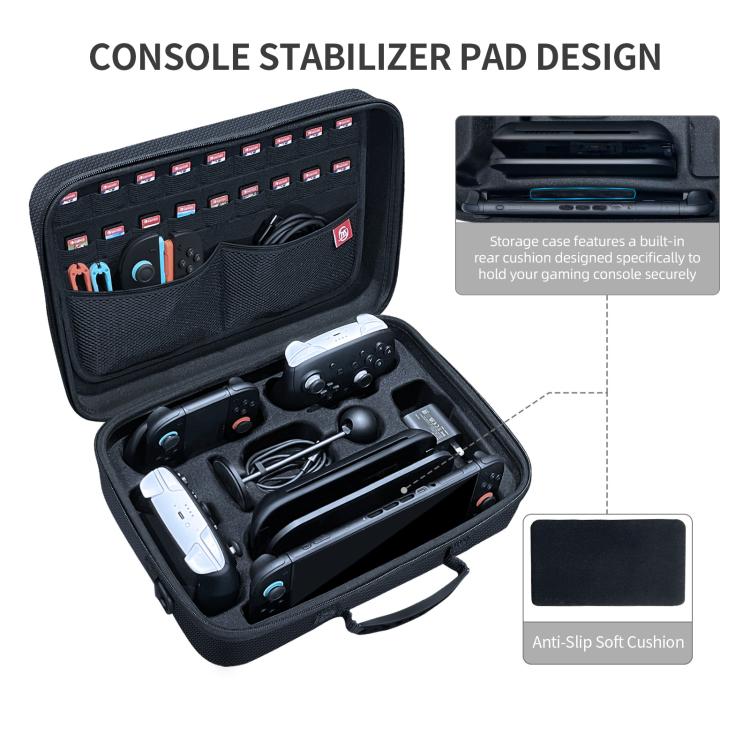 For Nintendo Switch 2 JYS All-in-One Storage Carrying Case Organizer with Shoulder Strap Fits Dock/Console/Pro Controller/Camera/Grip/Charger