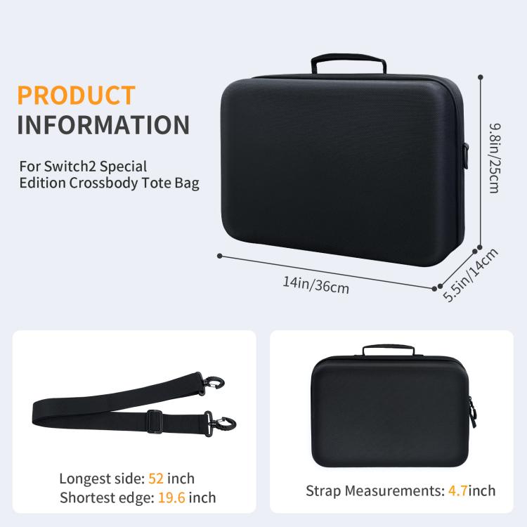 For Nintendo Switch 2 JYS All-in-One Storage Carrying Case Organizer with Shoulder Strap Fits Dock/Console/Pro Controller/Camera/Grip/Charger