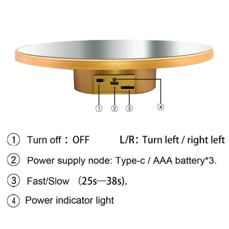 Multi-purpose Mirror Electric Rotating Disc Battery / USB Powered Photography Live Display Stand